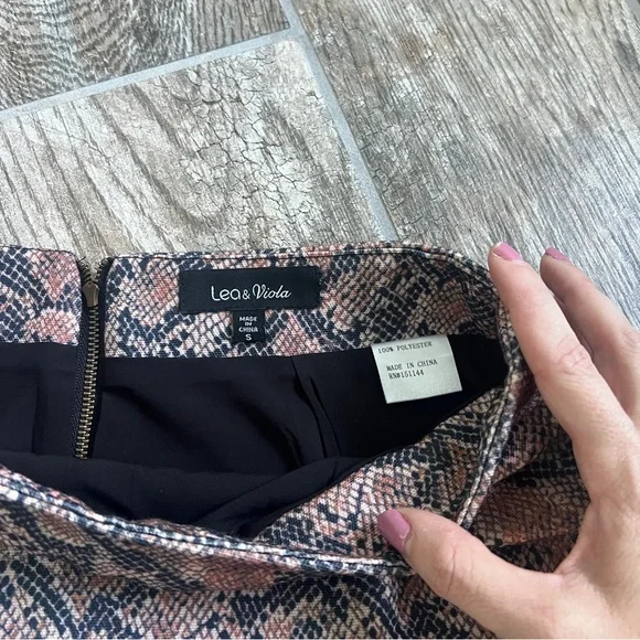 Anthropologie Lea & Viola Snakeskin Print Mini Skirt, Women’s Size Small - Picture 2 of 6